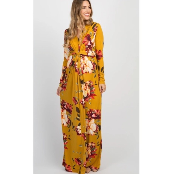 Pinkblush Dresses & Skirts - PinkBlush floral mustard maxi dress nwot